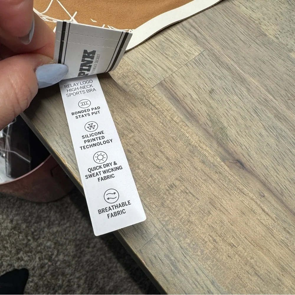 Victoria’s Secret PINK Brown Relay Logo High Neck Sports Bra Medium New with tag - Picture 7 of 9